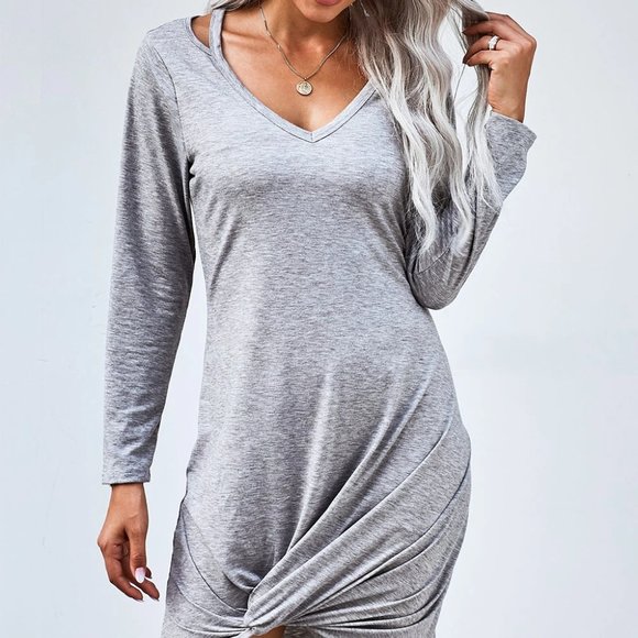 Dresses & Skirts - NWT Gray Jersey Twist T-Shirt Dress